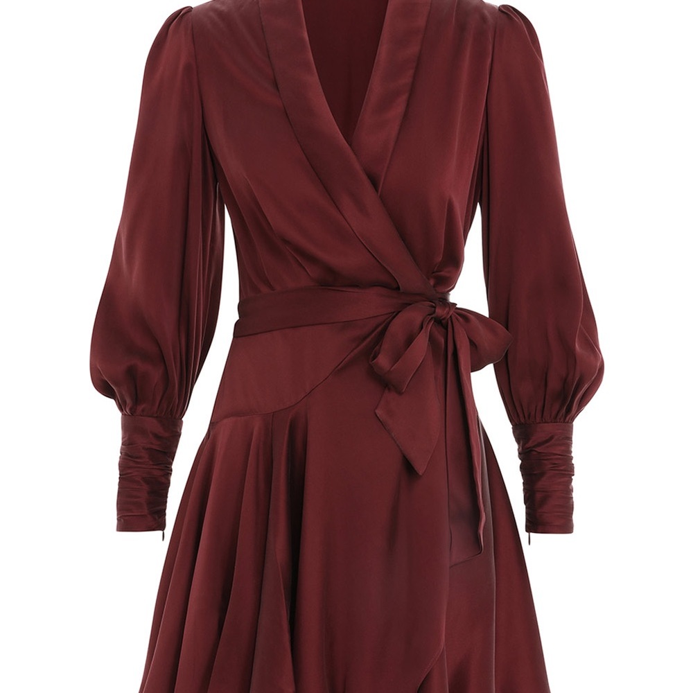 Womens Wrap Dress in Deep Burgundy